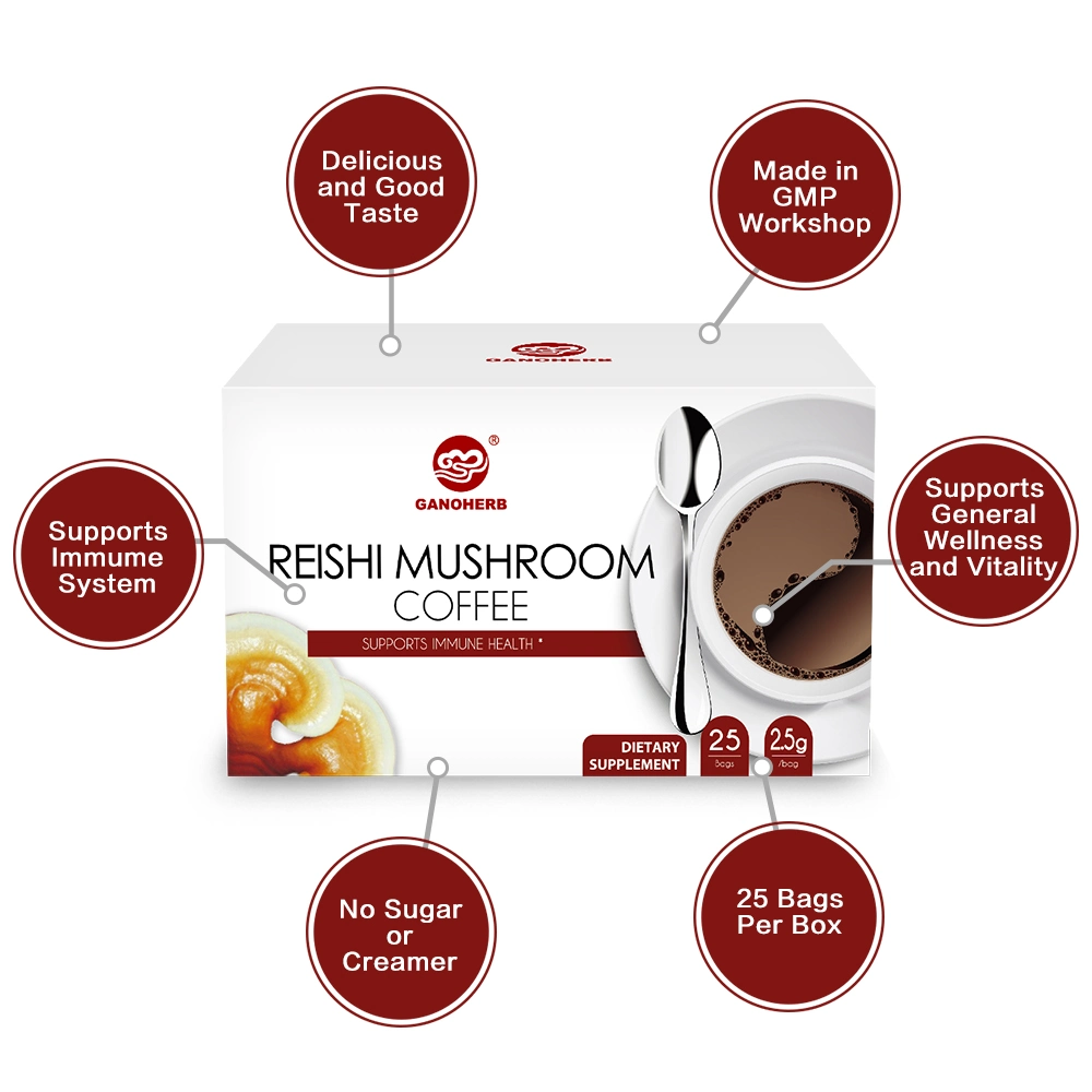 OEM Reishi Mushroom Ganoderma Black Instant Coffee 2 in 1 Lingzhi Coffee